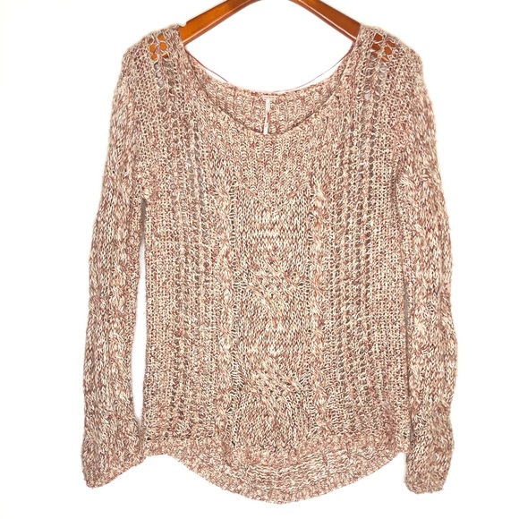 Free People Sweaters - Free people tan cream loose knit cable/ s